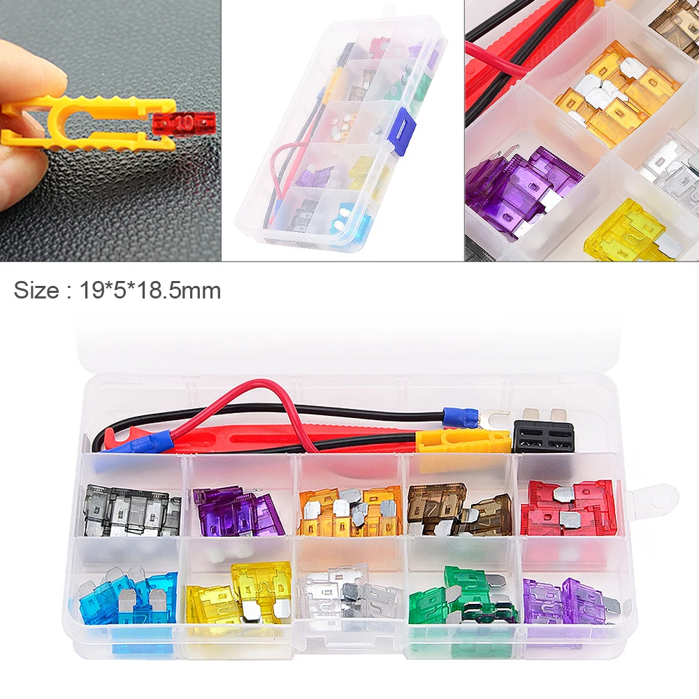 

40Pcs/Set Colorful Medium Blade Fuse Assortment Take Electrical Appliances Set with Plastic Box for Car Line Protection