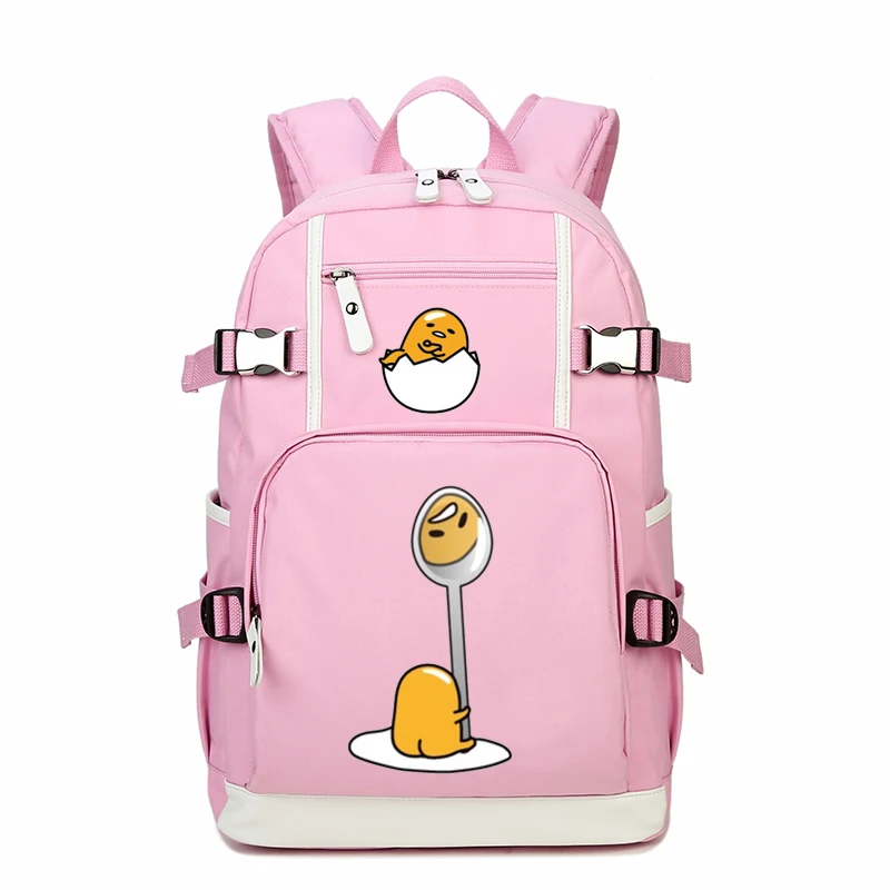 Забавный рюкзак для книг Gudetama женский розовый милый сумки на плечо Холщовый