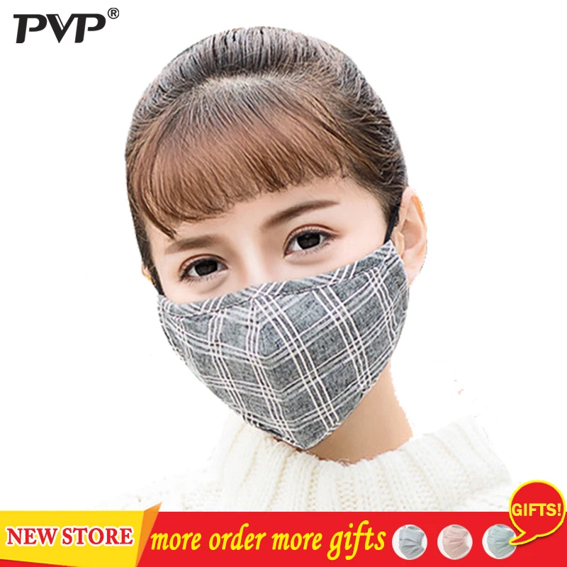 

1Pcs Fashion Lattice Mask Dust Mask Anti Pollution Mask PM2.5 Activated Carbon Filter Insert Reusable Pollen Cotton Mouth Mask