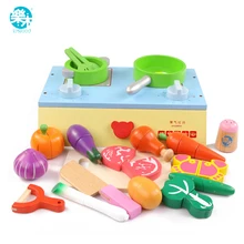 Детские ролевые игры деревянная кухонная игрушка еда кулинарные игрушки играть миниатюрный кухонный набор резки фруктов и овощей игрушки