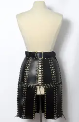Жгут женская кожаная длинная юбка литературный уникальный стиль панк хип-хоп Группа Пояс задрапированная юбка