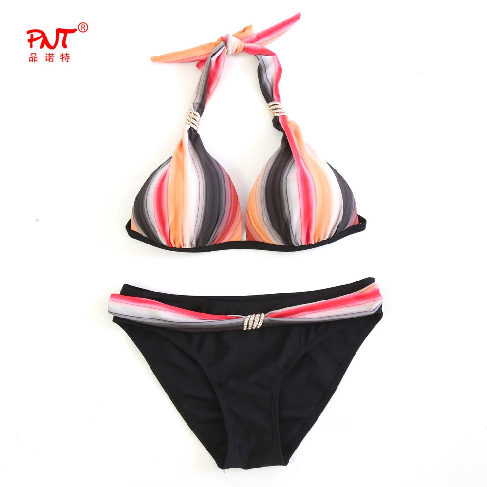 Stylish Bikinis for Women Sexy Halter Top Rainbow Stripe Retro Swimsuit Beachwear Push Up Swimwear Plus Size Traje De Bano Mujer Stylish Bikinis for Women Sexy Halter Top Rainbow Stripe Retro Swimsuit Beachwear Push Up Swimwear Plus Size Traje De Bano Mujer