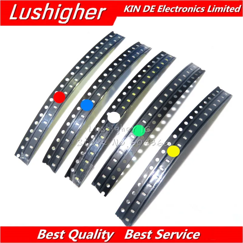 100 шт. 0603 SMD светодиодные комплекты красный желтый синий зеленый белый 5 цветов