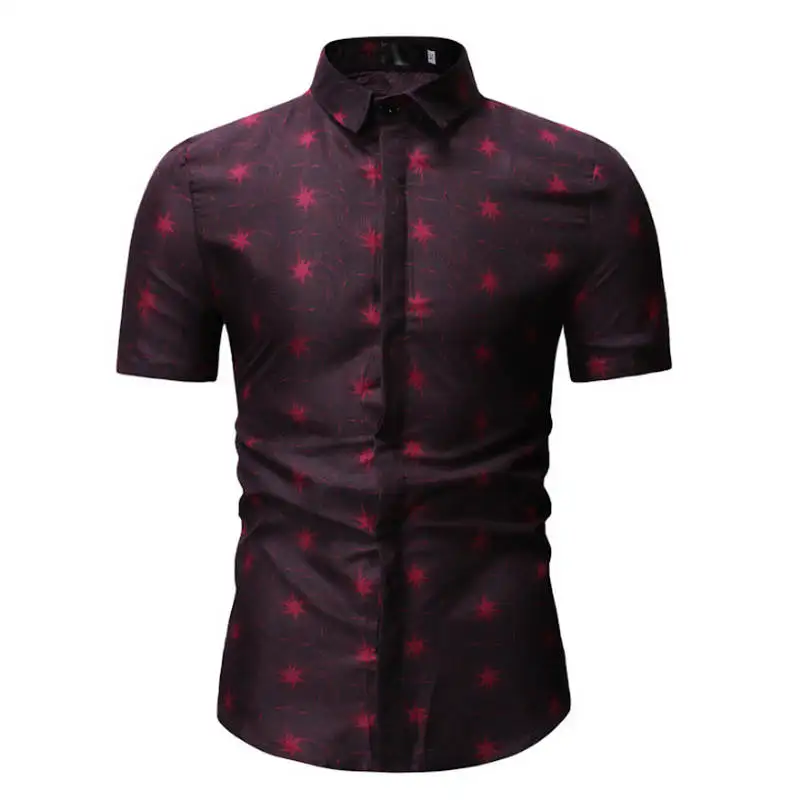 Для мужчин; короткий рукав гавайская рубашка Летний стиль Для мужчин Повседневное пляжные гавайская рубашка Slim Fit Мужская блузка летний топ