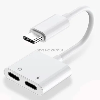 

30pcs 2 in 1 Dual Type-C Digital Audio Splitter Adapter Music Converter Connector For Smartphone Fast Charger Audio Cable Conver