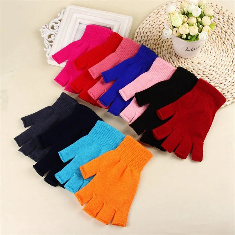 

Novelty Flashing Men Knitted Stretch Elastic Warm Half Finger Fingerless Gloves