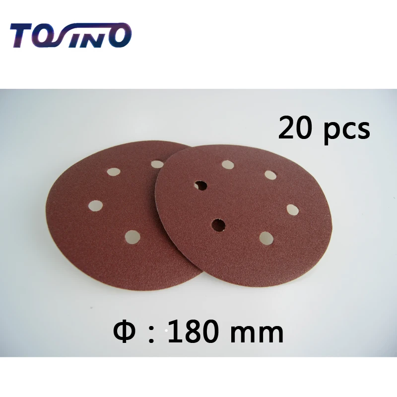 Buy 20pcs 180mm 6 Holes Sand paper Abrasive Sanding