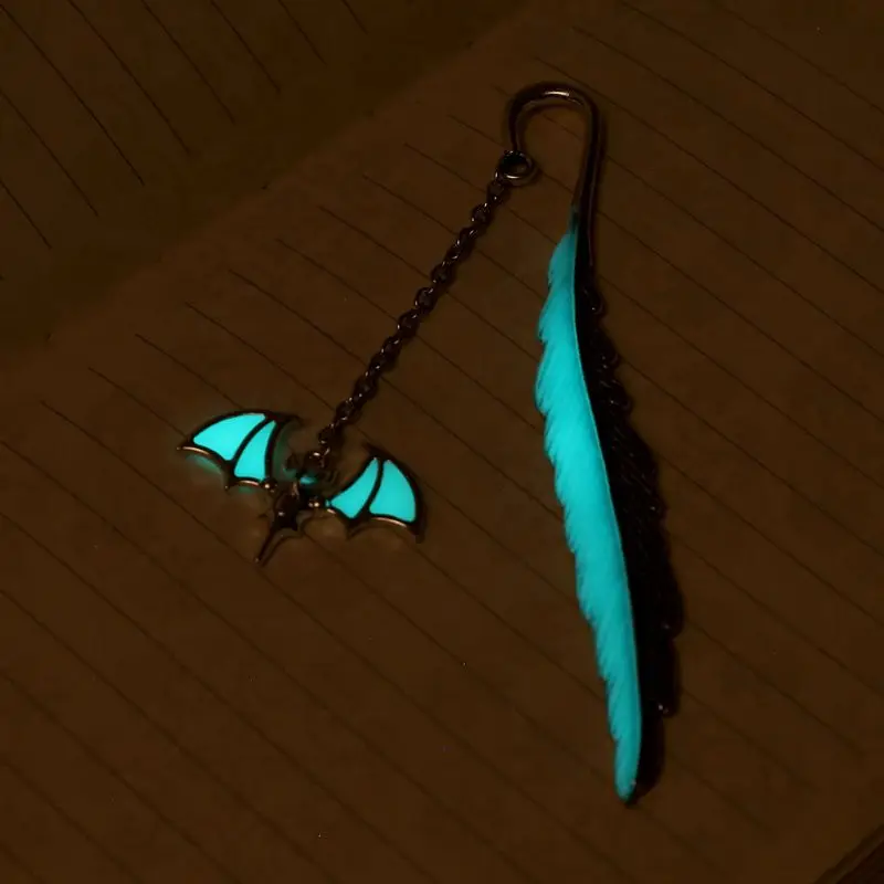 Светящиеся в темноте светящиеся книжный Маркер Творческий перо летучая мышь наклейка-закладка школьные канцелярские принадлежности