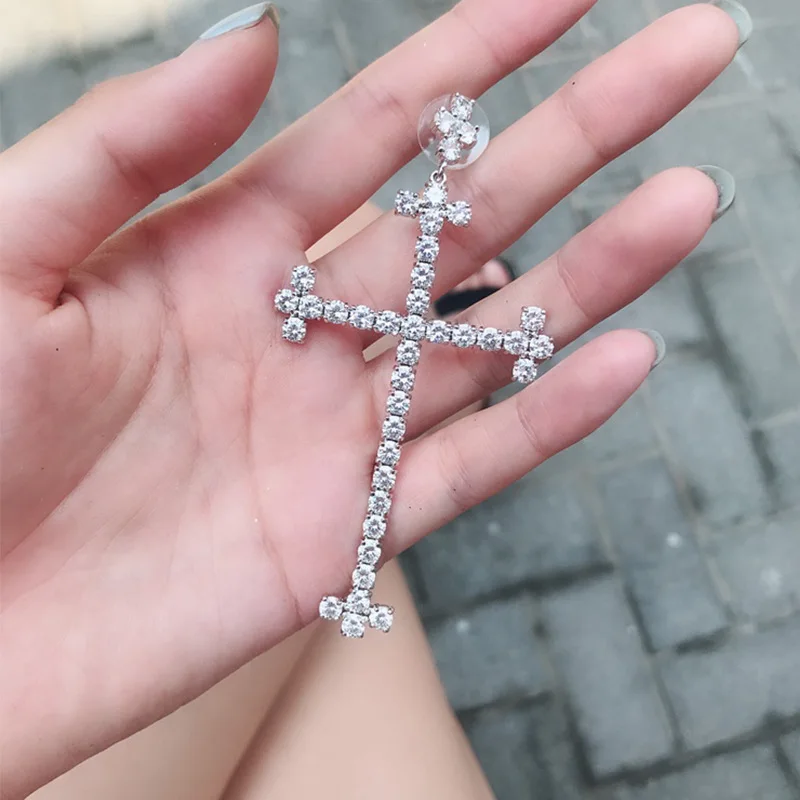 

1pc Big Cross Drop Dangle Earrings For Women 2019 New Trendy Jewelry Chic Long Earring Accessories
