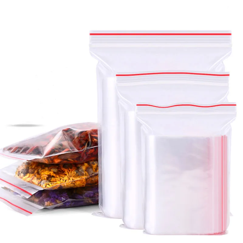 

100 pcs Packing bag Reclosable Seal Top Clear zipper bags clothing book nut Ziplock Bag Multi-sizes plastic 4Mil