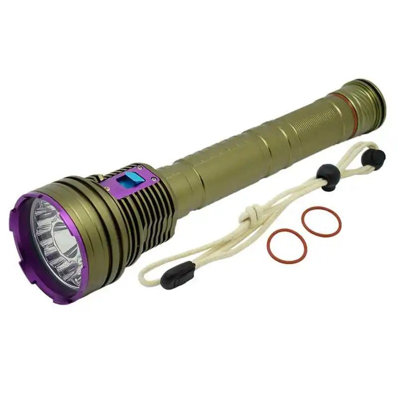 Светодиодный фонарик для дайвинга 20000 люмен для подводной охоты 100 м фонарь для подводной охоты тактический военный фонарь высокой мощности L2 - Испускаемый цвет: Brown