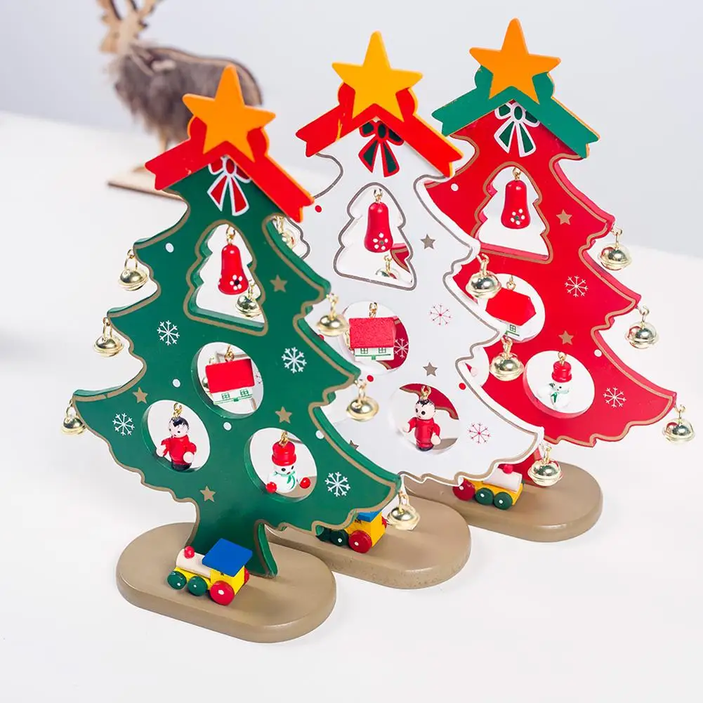 Маленькие Леггинсы с изображением елок, орнаменты, крашенная деревянная елка, сделай сам, рождественские украшения для дома, подарок для детей, вечерние принадлежности