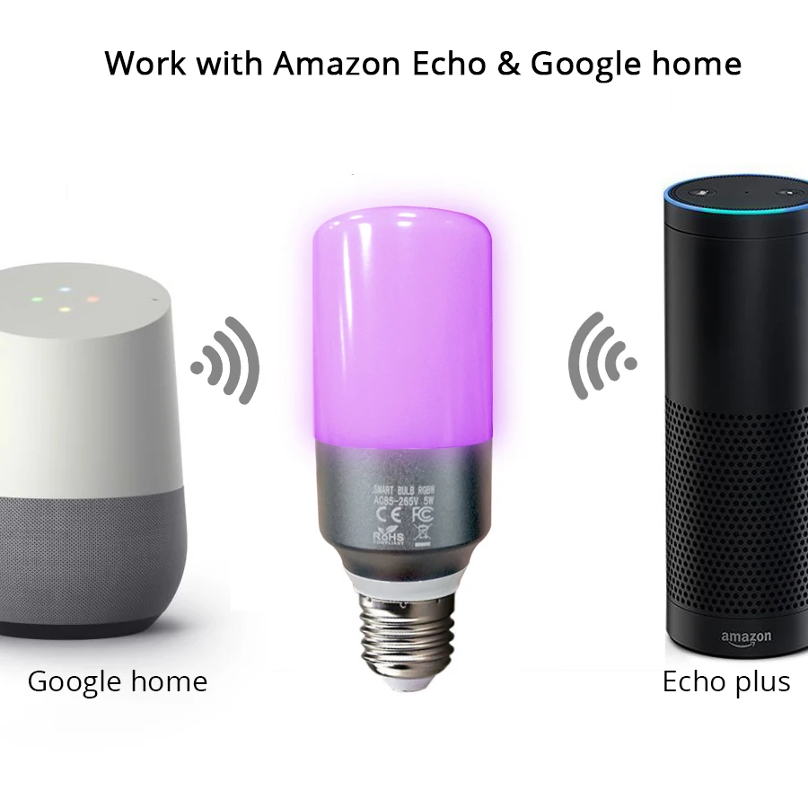 Wi-Fi лампа RGBW светодиодный свет свечи работает с Alexa Echo Google домашняя помощь IFTTT Голосовая E27 таймер управление лампа