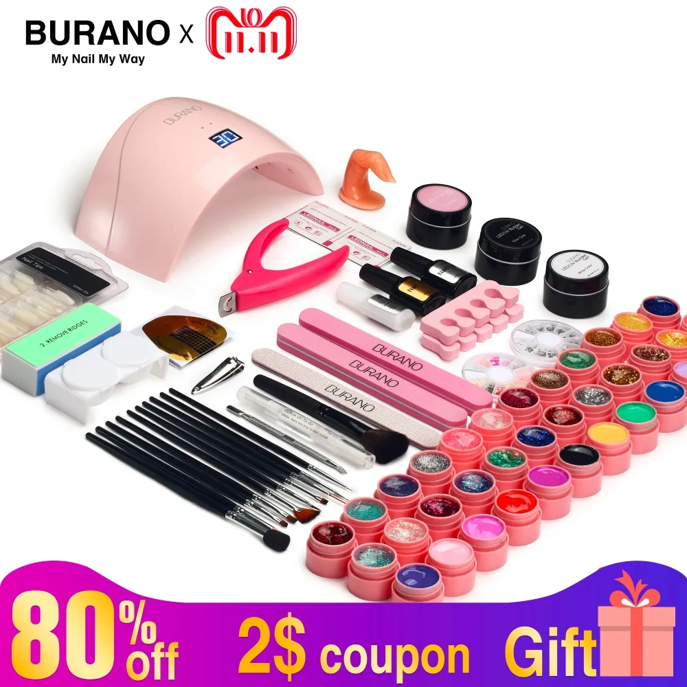 

Nail Kit Dry 36w UV Lamp LED and UV Gel Polish Polish Top Base Coat Manicure Tool 12 Color Nail Polish For Nail Sets