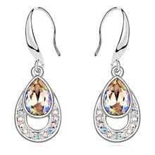 Pendientes de Gota de Agua de Cristal de Swarovski de moda Larga Cuelga Los Pendientes de Las Mujeres del Oro Blanco Plateó La Joyería 13839