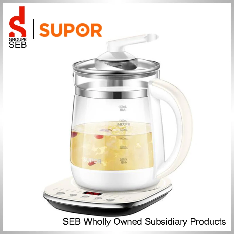 Supor Electric Kettle 1.5L High Borosilicate Glass health Preserving