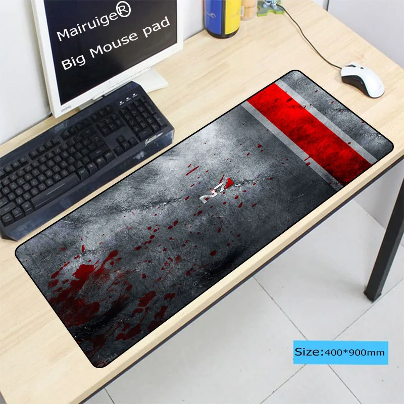Большой игровой коврик для мыши Mairuige Speed Mass Effect N7 с фиксирующим краем и логотипом