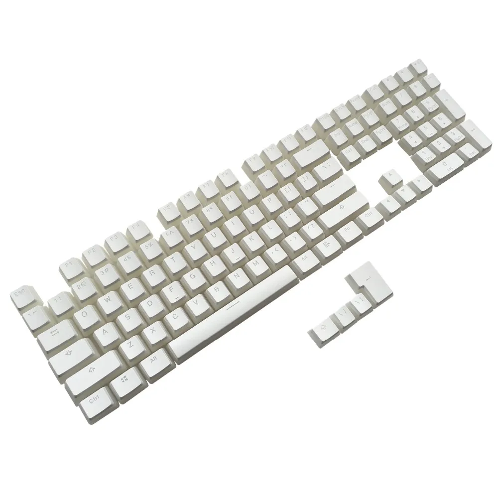 

PBT White Pudding Keycaps Backlit Doubleshot ANSI ISO With Keycap Holder For 60%/87 TKL/104/108 MX Switches Mechanical Keyboard