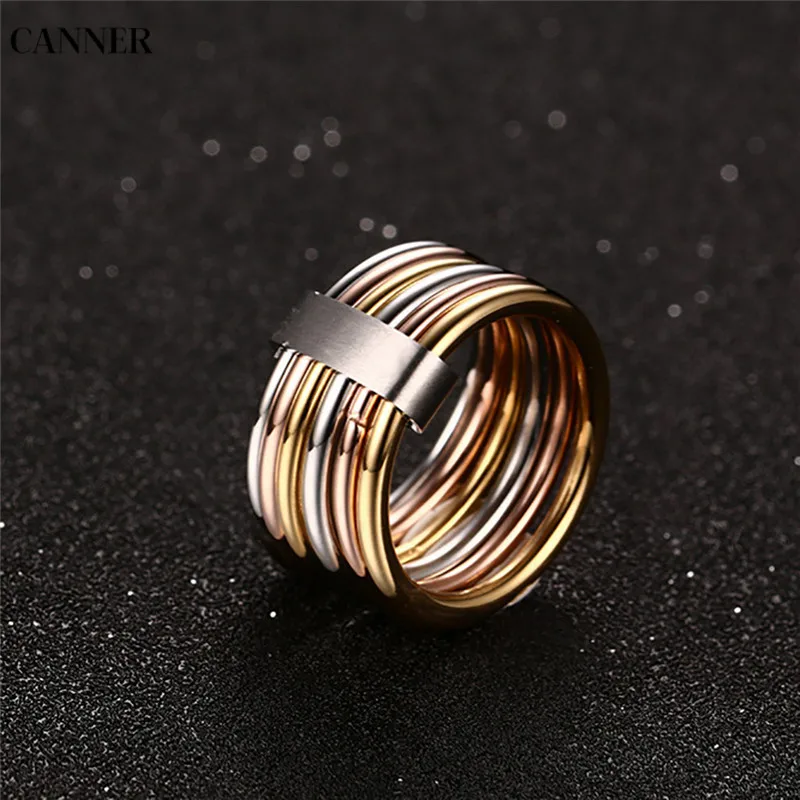 Модное разноцветное кольцо Canner из нержавеющей стали с золотым покрытием из розового серебра, вечерние кольца для женщин, ювелирные изделия