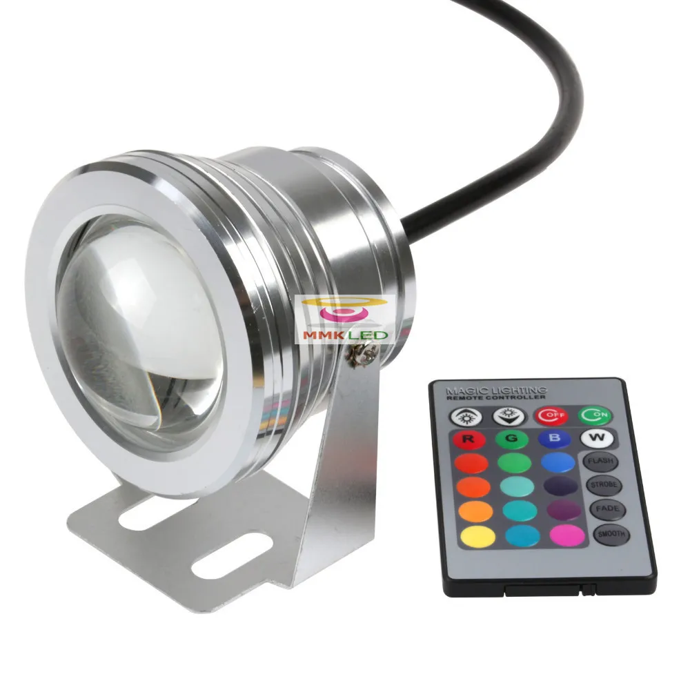 10W 12V  Fountain pool  Lamp underwater RGB Led Light Waterproof IP68, 16 color change with 24key IR Remote controller