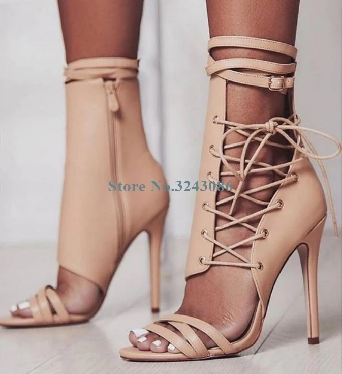 

Apricot skin cross straps thin section high heel sandals casual gladiator with thin high heel sandals new women's sandals
