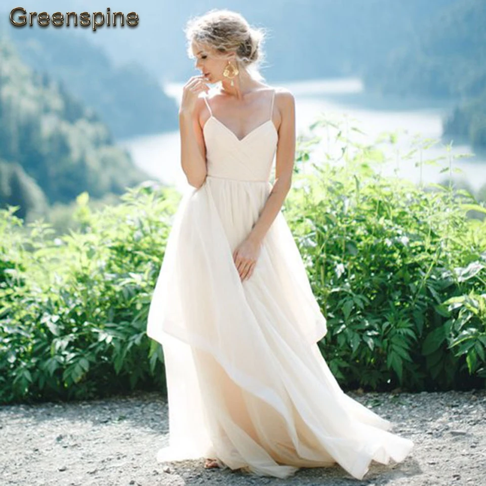 Greenspine пляжные свадебные платья на тонких бретелях 2019 сексуальное платье для
