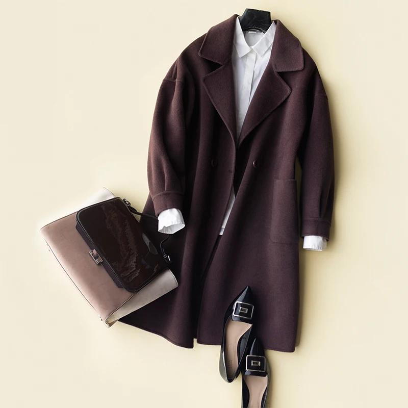 

KMETRAM 100% Wool Coat Spring Jacket Women Clothes 2019 Double-side Long Woolen Coats and Jackets Women Chaqueta Mujer MY2743