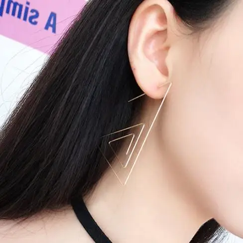 

Europe And America Minimalist Punk Earrings For Women Geometric Triangle Hollow Polygon Earrings Brincos Party Jewelry