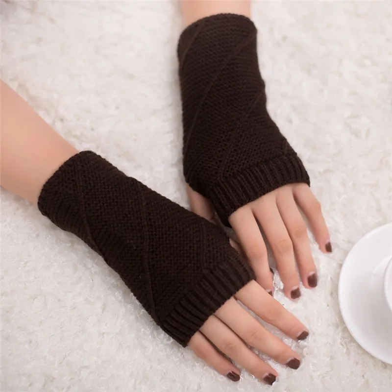  Women Girl Knitted Arm Fingerless Warm Winter Gloves Soft Warm Mitten Hand Gloves guantes eldiven handschoenen 40FE1411