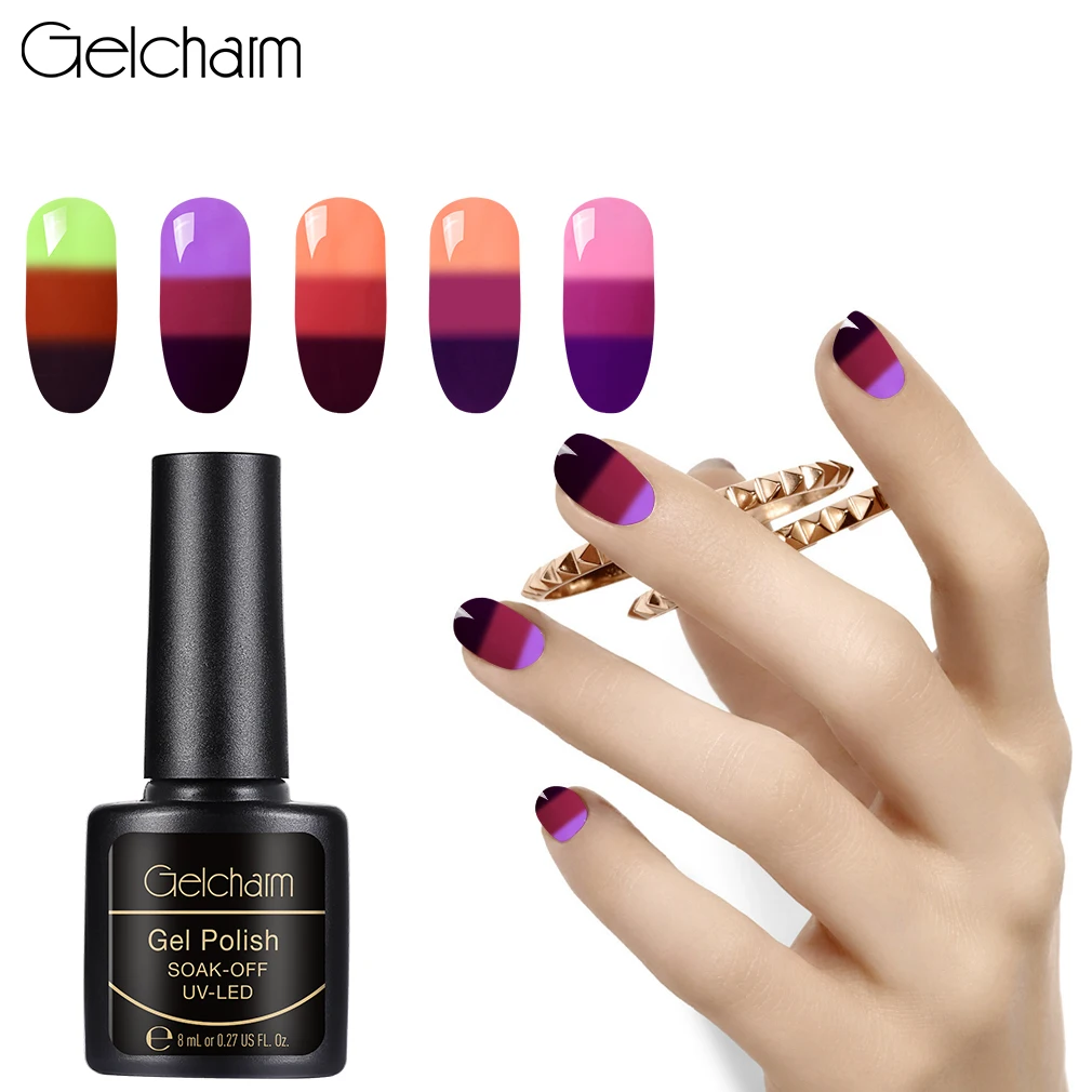 

Tri-Colour Temperature Change 8ml Gel Polish 32 Colors UV Gel Varnish For Stamping Long Lasting Nail Art Lucky Primer GelCharm