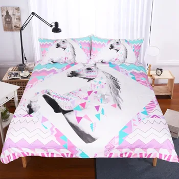 

Freeshipping unicorn Printed Duvet Cover Set (2pcs Pillowcase + 1 bedcover)