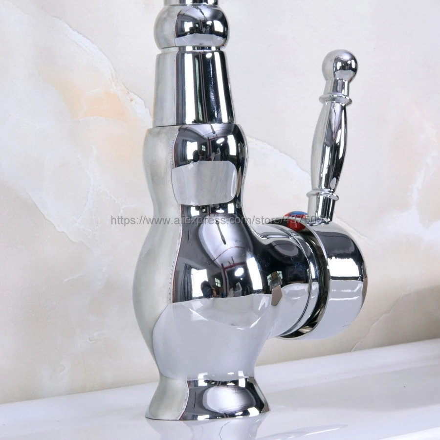 Bathroom Single Handle Hole Hot Cold Water Mixer Taps Wash Basin Bathroom Kitchen Deck Mounted Basin Faucet Nnf931