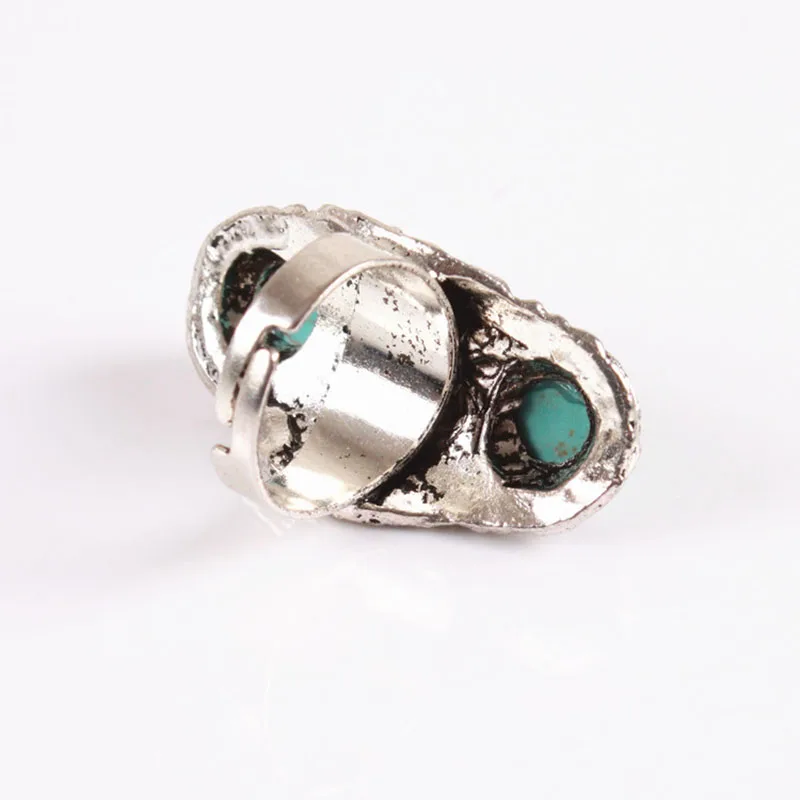 2018 New Personalized Jewelry Vintage Antique Silver Turquoises Ring for Men Tibet Women Finger Ring