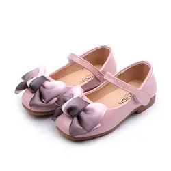 Девушки Принцесса обувь 2019 Демисезонный Новые Девушки Лук дикий детская обувь на плоской подошве обувь