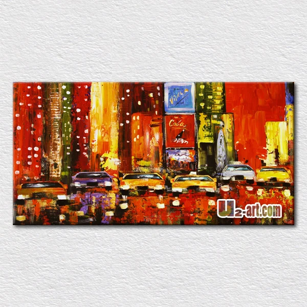 

City street scenery oil painting modern canvas wall pictures for living room unique gift for friends