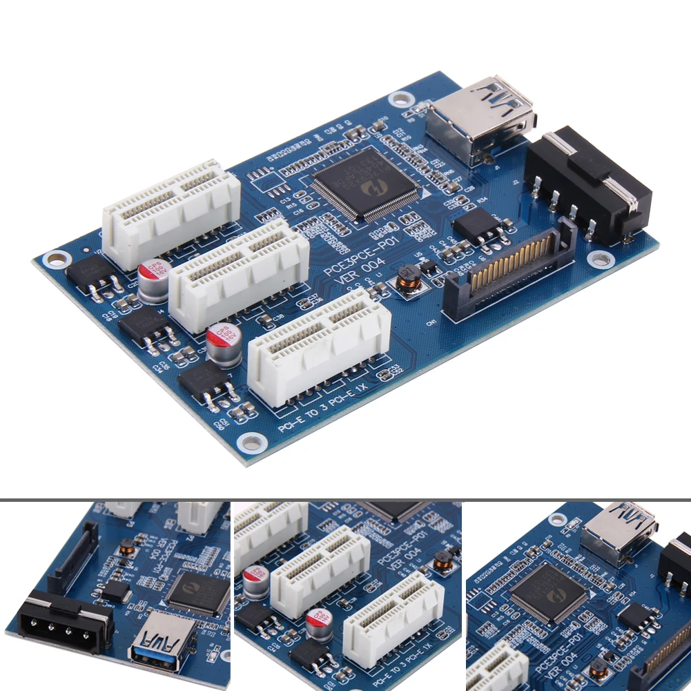 3 в 1 PCI Express E 1X Слоты Riser карта расширения адаптер PCI-E порт плата расширения супер держатель для спидометра 3 порта