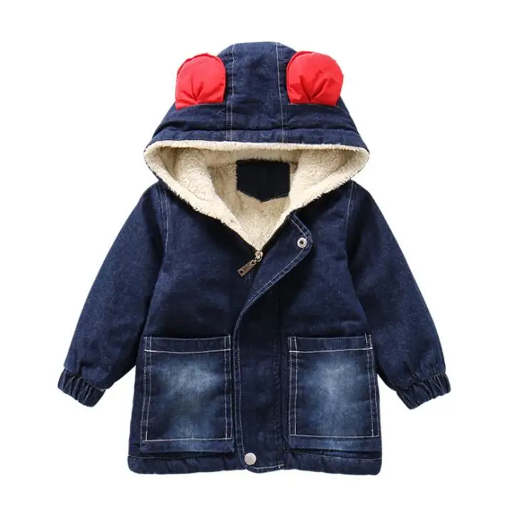Новое зимнее утепленное хлопковое пальто с капюшоном и плюшевой подкладкой для маленьких мальчиков и девочек 2-7 лет, детская одежда, верхняя одежда