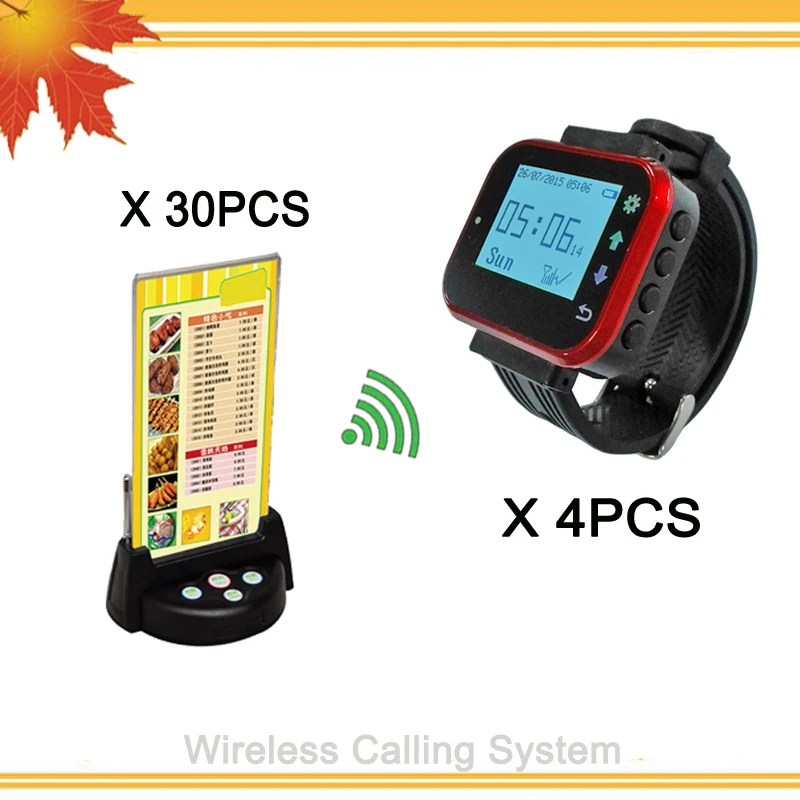 433.92Mhz 4pcs Watch Pager 30pcs Call Button Waiter Calling System for Restaurant | Компьютеры и офис