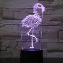Светодио дный 3D ночник Творческий окружающего декора Фламинго Luminaria моделирование настольная лампа Home Цвет изменить освещение детей