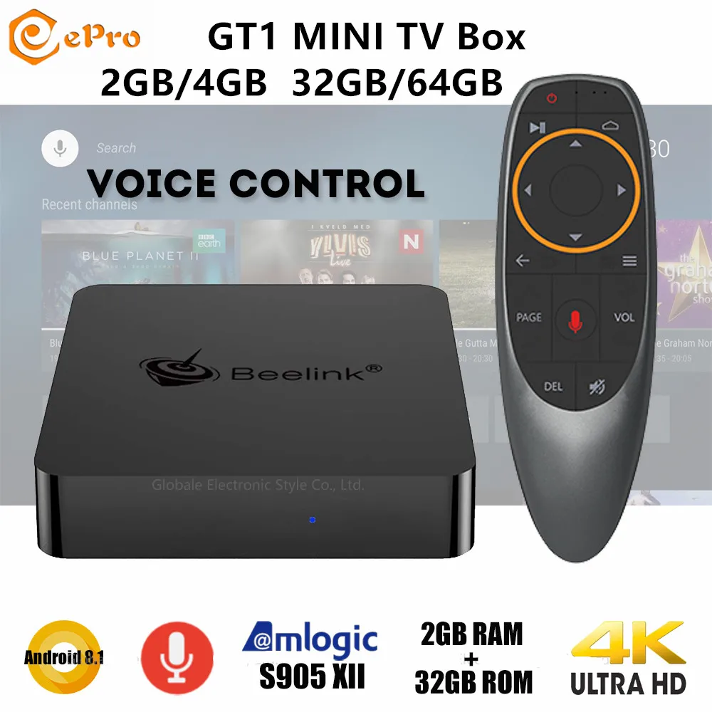Android 8 1 tv Box GT1 MINI S905X2 2 GB/4 GB 32 GB/64 Голосовое управление Beelink 4G 5 8G wifi BT4.0 мини
