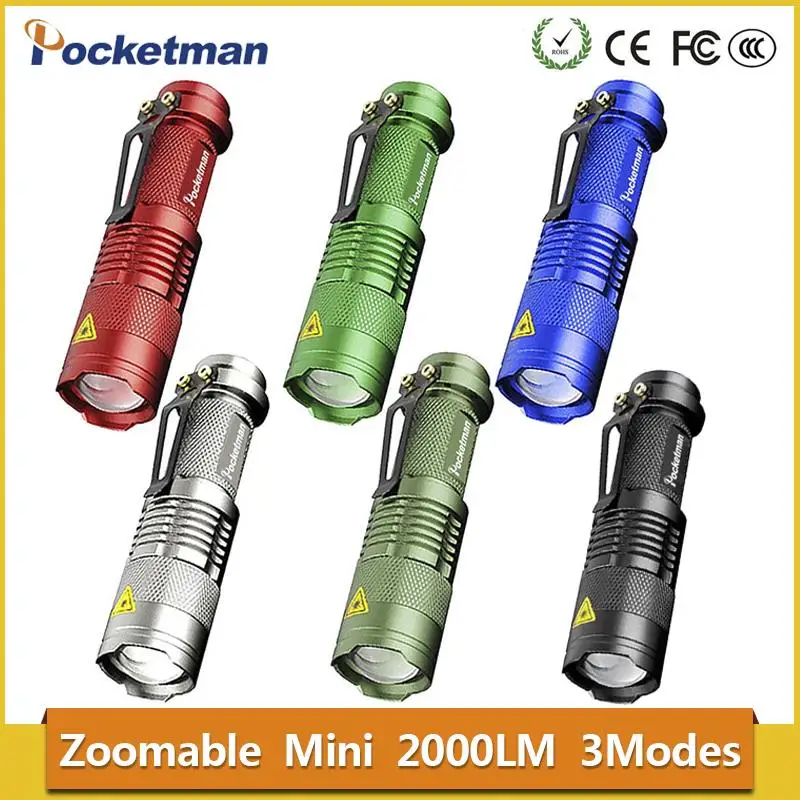 

2000LM LED Tactical Flashlight Q5 Torche Lampe Powerful Flashlight LED Laterna 3 Modes Zoomable Torch 1*AA/1*14500 Z93