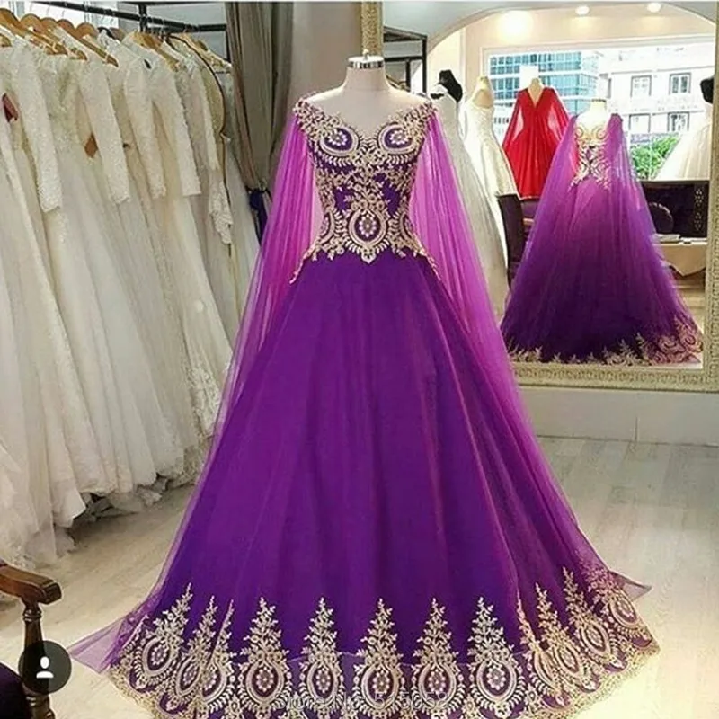 purple gold wedding dress