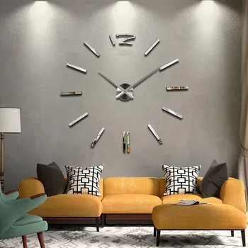 

3D real big wall clock rushed mirror sticker diy living room decor fashion watches 2016 new arrival Quartz clocks
