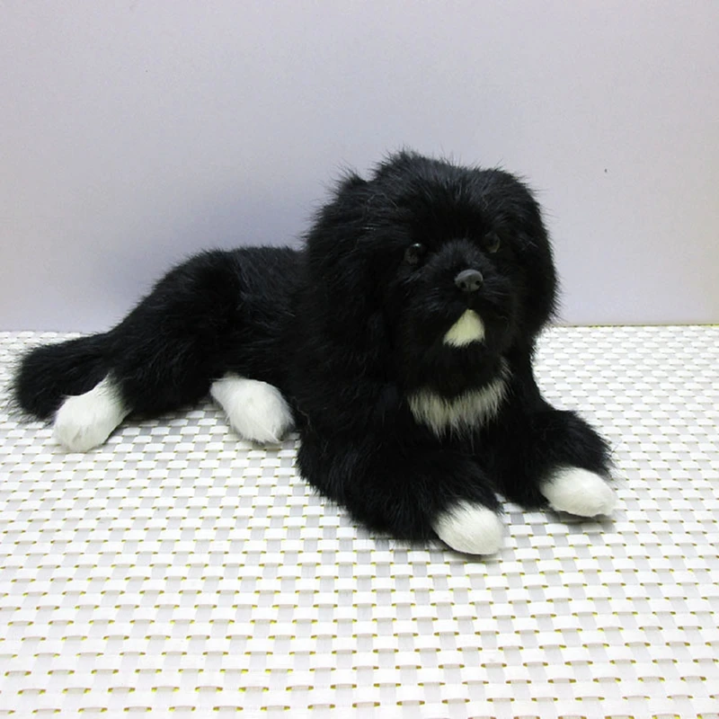 

Dorimytrader cute lifelike animal black dog plush toy realistic dogs decoration gift 30x17x13cm 2 Models DY80006