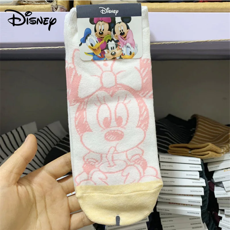 Cartoon Sketch Mickey Minnie Socks Printing Girl short sock Donald Duck Disney doodle socks female adult Cotton socks 35-40