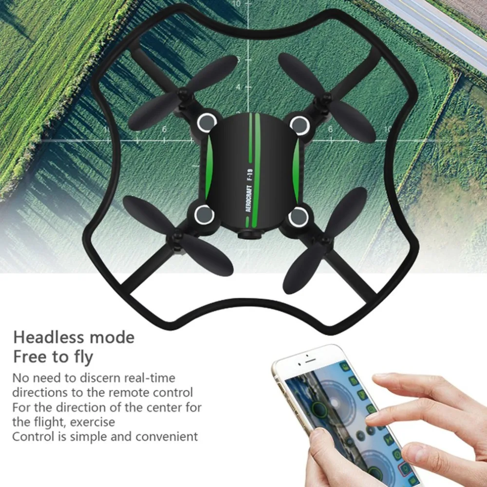 F19W-1 мини селфи RC Квадрокоптер Дрон с Wi-Fi FPV 0.3MP камера удержание высоты Безголовый