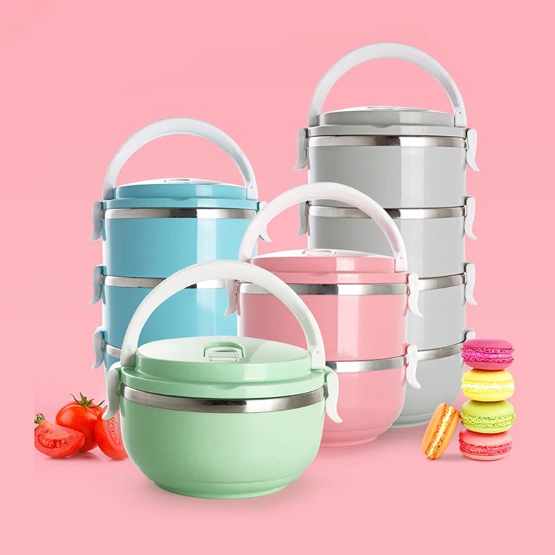 Food Container Lunch Box 4 Colors Portable Healthy Stainless Steel