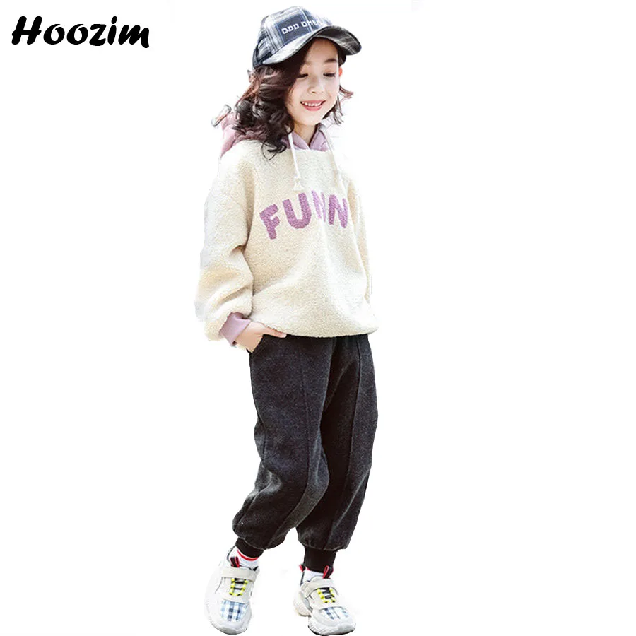 

Winter Suit For Girls 10 11 12 Faux Fur Sweatshirt+Sport Pants Children Autumn Teenage Girls Clothing Set Purple Kids Tracksuit