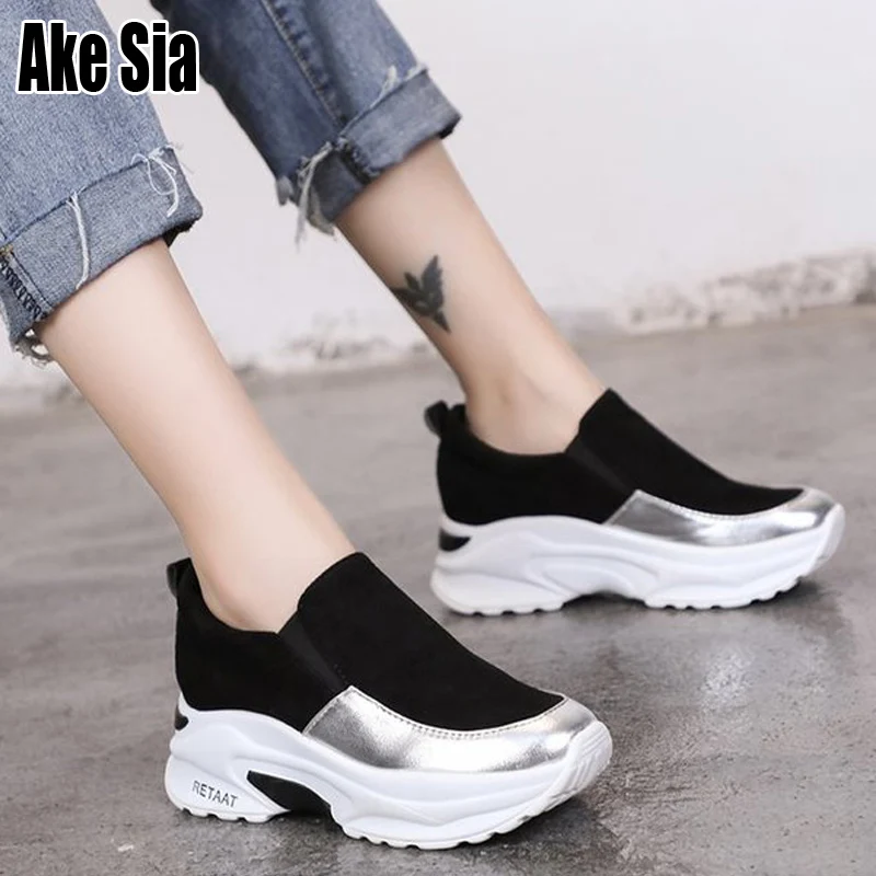 Ake Sia/новые женские модные туфли на толстой подошве повседневная обувь без