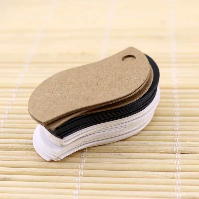 

100Pcs 3*5 cm Blank leaf kraft paper hang tags/gift decorated card/baking price tags/gift tags/labels